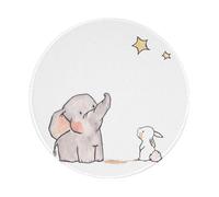 ZaKhs Elephant and White Rabbit Print Mouse Pad Non-Slip Round Mouse Mat Large Mousepad For Work Desk Accessories 20 x 20 cm