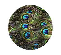 ZaKhs Fresh peacock Print Mouse Pad Non-Slip Round Mouse Mat Large Mousepad For Work Desk Accessories 20 x 20 cm