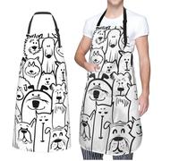 ZaKhs Funny Cute Dog Sheep Print Chef Apron With Pockets Adjustable Waterproof Kitchen Apron Lightweight Work Apron For Women Men