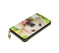 ZaKhs Funny Labrador Puppy Dog Print Women's Wallet Leather Zip Coin Purse Large Capacity Card Holder for Women Men Gift