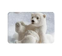 ZaKhs Funny Polar Bear Playing Snowball Print Door Mats Indoor Non-Slip Soft Washable Doormats Floor Mats For Kitchen Entrance Way Front Door (40 X 60 Cm)