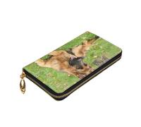 ZaKhs German Shepherd Dog Print Women's Wallet Leather Zip Coin Purse Large Capacity Card Holder for Women Men Gift