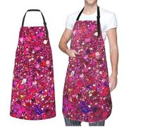 ZaKhs Glitter pattern Print Chef Apron With Pockets Adjustable Waterproof Kitchen Apron Lightweight Work Apron For Women Men
