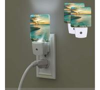 ZaKhs Hawaii Sunbeams Print Night Lights Plug Into Wall 2 Pack Auto-On/Off Light Sensor Soft White Led Nightlight for Stairway Bedroom