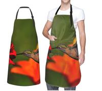 ZaKhs Heaven Hummingbird Print Chef Apron With Pockets Adjustable Waterproof Kitchen Apron Lightweight Work Apron For Women Men