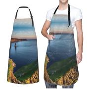 ZaKhs Ireland Outdoors County Clare The Cliffs Print Chef Apron With Pockets Adjustable Waterproof Kitchen Apron Lightweight Work Apron For Women Men
