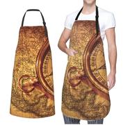 ZaKhs Law of the Compass Navigation Print Chef Apron With Pockets Adjustable Waterproof Kitchen Apron Lightweight Work Apron For Women Men