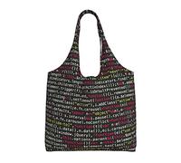 ZaKhs Programmer Programming Code Print Tote Bags Large Beach Bag Canvas Shoulder Bag Reusable Shopping Bags For Men Women
