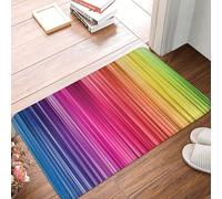 ZaKhs Rainbow Color stripe Print Front Door Mat Absorbent Bathroom Rug Non Slip Indoor Doormat For Entryway Garage Patio 40 X 60 CM