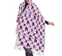 ZaKhs Red Poodle Print Scarfs For Women Tassel Winter Scarves Fashion Shawl Wraps For Indoor Outdoor Warmth