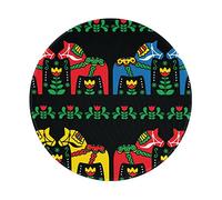 ZaKhs Runner Swedish Dala Horse Folk Print Mouse Pad Non-Slip Round Mouse Mat Large Mousepad For Work Desk Accessories 20 x 20 cm