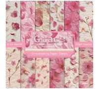 ZAKHSE 6"x6" Patterned Scrapbook Paper, 24 Sheets Single-Sided 160gsm Acid & Lignin-Free Decorative Craft Cardstock for Junk Journal, Card Making, Collage, Decoupage, Mixed Media Art, Petal Pattern