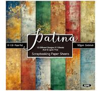 ZAKHSE 6"x6" Patterned Scrapbook Paper, 24 Sheets Vintage Pattern Single-Sided 160gsm Acid & Lignin-Free Decorative Craft Cardstock for Junk Journal, Card Making, Collage, Decoupage, Mixed Media Art