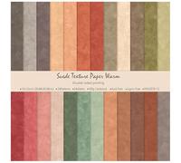 ZAKHSE Cardstock Paper 12x12, 24 Sheets Double sided Scrapbook Paper, Warm Color Sueda Texture Pattern, 12 Designs, 24 Patterns, 160gsm Acid-free Decorative Craft Paper for DIY Art Craft