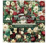 ZAKHSE Christmas Scrapbook Paper Pad, 48 Sheets 6"x6" Floral Cardstock Paper, Single-sided White Red Flower Prints Pattern Paper Pack, Decorative Craft Paper for Photo Album Background Card Making