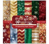 ZAKHSE Christmas Scrapbook Paper Pad, 48 Sheets 6"x6" Glitter Confetti Snowflake Pattern Paper Pack, Single-sided Prints Cardstock Paper Decorative Craft Paper for Photo Album Background Card Making