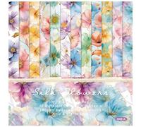 ZAKHSE Floral Cardstock Paper 6"x6", 24 Sheets Scrapbook Paper Pad Silk Flower Pattern Paper Pack, Single-sided Spring Card Stock 160gsm Decorative Craft Paper for Photo Album Background Card Making