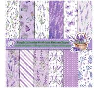 ZAKHSE Purple Lavender Butterfly Floral Pattern Paper, 6x6 Inch, 24 Sheets, Double Sided, 160gsm, Scrapbook Paper Pad