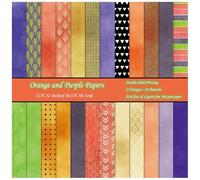ZAKHSE Scrapbook Paper 12x12, Double sided Patterned Cardstock Orange Purple Halloween Design Card Stock 160 gsm Decorative Craft Paper Pad for Holiday Crafts, DIY, Card Making, Journaling Supplies