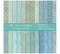 ZAKHSE Scrapbook Paper 12x12, Double sided Patterned Cardstock Peacock Blue Card Stock 160 gsm Decorative Craft Paper Pad for Holiday Crafts, DIY, Card Making, Journaling, Scrapbooking Supplies Kit