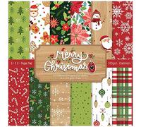 ZAKHSE Scrapbook Paper 6"x6" Pad, 48 Sheets, Red/Green, Christmas Themed, Square, Smooth Finish, Perfect for Scrapbooking, Card Making, Decoupage, Origami, DIY Projects