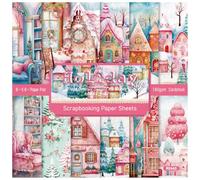 ZAKHSE Scrapbook Paper Christmas 6"x6" Paper Pad for Card Making, 24 Sheets Snow Day Holiday Town Prints Cardstock Single-Sided Pattern Paper Xmas Decorative Craft Paper Holiday Scrapbook Supplies