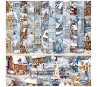 ZAKHSE Scrapbook Paper Christmas 6"x6" Paper Pad for Card Making, 24 Sheets Snowing Village Pattern Paper Single-Sided Cardstock Decorative Craft Paper Winter Scrapbook Supplies Kit-12 Designs