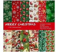 ZAKHSE Scrapbook Paper Christmas 6"x6" Paper Pad for Card Making,48 Sheets Snowflake Floral Pattern Paper Single-Sided Cardstock Decorative Craft Paper Holiday Scrapbook Supplies Kit-Red/Green