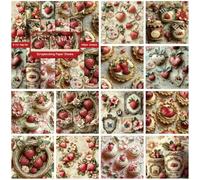 ZAKHSE Scrapbook Paper Packs 6"x6", Strawberries Cakes Pattern Paper, 24 Sheets Single-sided Prints Cardstock Paper, 160gsm Acid-free Decorative Craft Paper for Photo Album Background DIY Card Make
