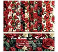 ZAKHSE Scrapbook Paper Packs 6"x6" Valentines Pattern Paper, 24 Sheets Red Rose Single-sided Prints Cardstock Paper, 160gsm Acid-free Decorative Craft Paper for Photo Album Background DIY Card Make