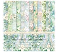 ZAKHSE Scrapbook Paper Pad 6"x 6", 24 Sheets Floral Cardstock Paper, Flower Blooms Prints Single-sided Pattern Paper, 12 Designs, Decorative Craft Paper for Photo Album Background Card Making-Green