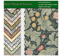 ZAKHSE Scrapbook Paper Pad 6"x 6", 36 Sheets Leaves and Flowers Pattern Paper Pack, 135gsm Single-sided Prints Cardstock Decorative Craft Paper for DIY Photo Album Background Card Making