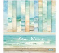 ZAKHSE Scrapbook Paper Pad 6"x 6" Cardstock Paper, 48 Sheets Single-sided Sea Wave Pattern Paper, 12 Designs, Acid-free Decorative Craft Paper Photo Album Background DIY Card Making Supplies-Blue
