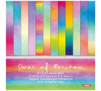 ZAKHSE Scrapbook Paper Pad 6"x 6" Colorful Cardstock Paper, 48 Sheets Single-sided Rainbow Gradient Color Pattern Paper, 12 Designs, Decorative Craft Paper for Photo Album Background DIY Card Making