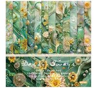 ZAKHSE Scrapbook Paper Pad 6"x6", 24 Sheets Green Yellow Daisy Flower Pattern Paper Pack, Single-sided Floral Prints Patterned Cardstock Decorative Craft Paper for Photo Album Layout Card Making
