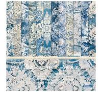 ZAKHSE Scrapbook Paper Pad 6"x6", 48 Sheets White Lace Pattern Paper Packs, Vintage Blue Single-Sided Prints Cardstock Paper Decorative Craft Paper DIY Card Making Scrapbook Supplies-12 Designs