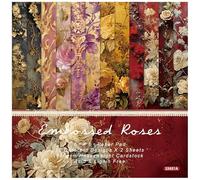 ZAKHSE Scrapbook Paper Pad 6"x6", 48 Sheets Withered Roses Pattern Paper Pack, Single-sided Relief Floral Prints Patterned Cardstock Decorative Craft Paper for Photo Album Layout Card Making