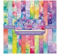 ZAKHSE Scrapbook Paper Pad 6x6, 24 Sheets Watercolored Floral Single Sided Printed Cardstock, Green, Red Patterned Decorative Craft Paper for DIY, Card, Scrapbooking Supplies, 24 Designs, 160 gsm
