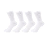 ZAKIRA Finest Combed Cotton Terry Lined Athletic Crew Socks for Men, Women - 4 Pack, 4-6 (UK), White
