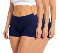 ZAKIRA Women's Tencel Boxer Shorts, Soft Breathable Stretch Boyshort Underwear, Anti Chafing Long Leg Knickers, 3 Pack (Navy, XL)
