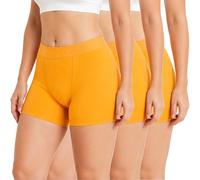 ZAKIRA Women's Tencel Boxer Shorts, Soft Breathable Stretch Boyshort Underwear, Anti Chafing Long Leg Knickers, 3 Pack (Yellow, XL)