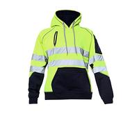 ZAKK Hi Vis Hoodie High Visibility 3 Zip Work Hoodies For Men Hi Viz Hoodies for Men Orange Hi Vis Hoodie Neon Green Hoodie Mens Work Hoodies Reflective Hoodie -Yellow-Navy-5XL