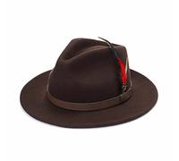 ZAKK Mens Trilby Hats Womens Fedora Hat Mens Fedora Hat Adjustable Band Feather Fedora Hat For Men Trilby Hat For Men Felt Fedora Hats For women Wool Hats For Women -Brown-S