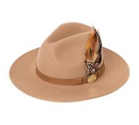 ZAKK Stylish Men's and Women's Wool Fedora Trilby Hats with Adjustable Bands and Feathers Beige L