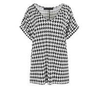 ZAKK Womens Plus Size Tops Ladies Summer Tops Going Out Blouse Ladies Tops Printed Turn Up Short Sleeved Shirt V Neck Loose Casual Baggy Oversized T Shirts for Women Dog Tooth 8-10