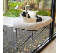 Zakkart Cat Window Perch - 100% Metal Supported from Below - Comes with Warm Spacious Pet Bed - Cat Window Hammock for Large Cats & Kittens
