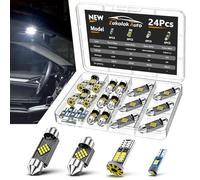 Zakolak 24PCS LED Interior Car Lights, Extremely Bright 6500K White LED Bulb Kit, Applicable to Dome Map Door Lights and Other Parts Replacement for Your Cars, to Help You See Inside The Car at Night