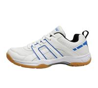 ZaKoonaC Unisex Tennis Badminton Shoes - Mesh Upper, MD Rubber Outsole, Arch Support and Anti-Slip Grooves for Hard Courts, Grass Surfaces White Blue