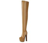 ZaKoonaC Women's Over The Knee Boots Extreme Platform | 16.5cm Heel & 70cm Thigh High | 6.5cm Platform & Side Zipper | Plush Fleece Lining