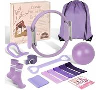 ZAKSTAR 13-pcs Home Pilates Essentials Kit for Women - 9inch Yoga Ball, Figure-8 Resistance Band, Pilates Ring, Exercise Bands & Accessories - Beginner Pilates Equipment Set for Home Workouts (Blue)